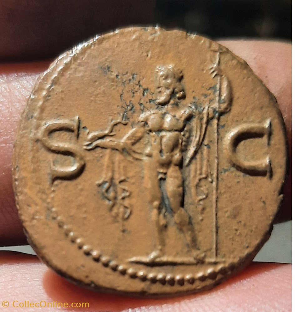 Agrippa A/Tete couronne rostrale R/Neptune nue debout a g 37+41 D26.3 P10.28g C3 RIC58 RCV 1812 monnaies antiquite av jc ap romaines republicaines imperiales agrippa a tete couronne rostrale r neptune nue debout a g 37 41 d26 3 p10 28g c3 ric58 rcv 1812