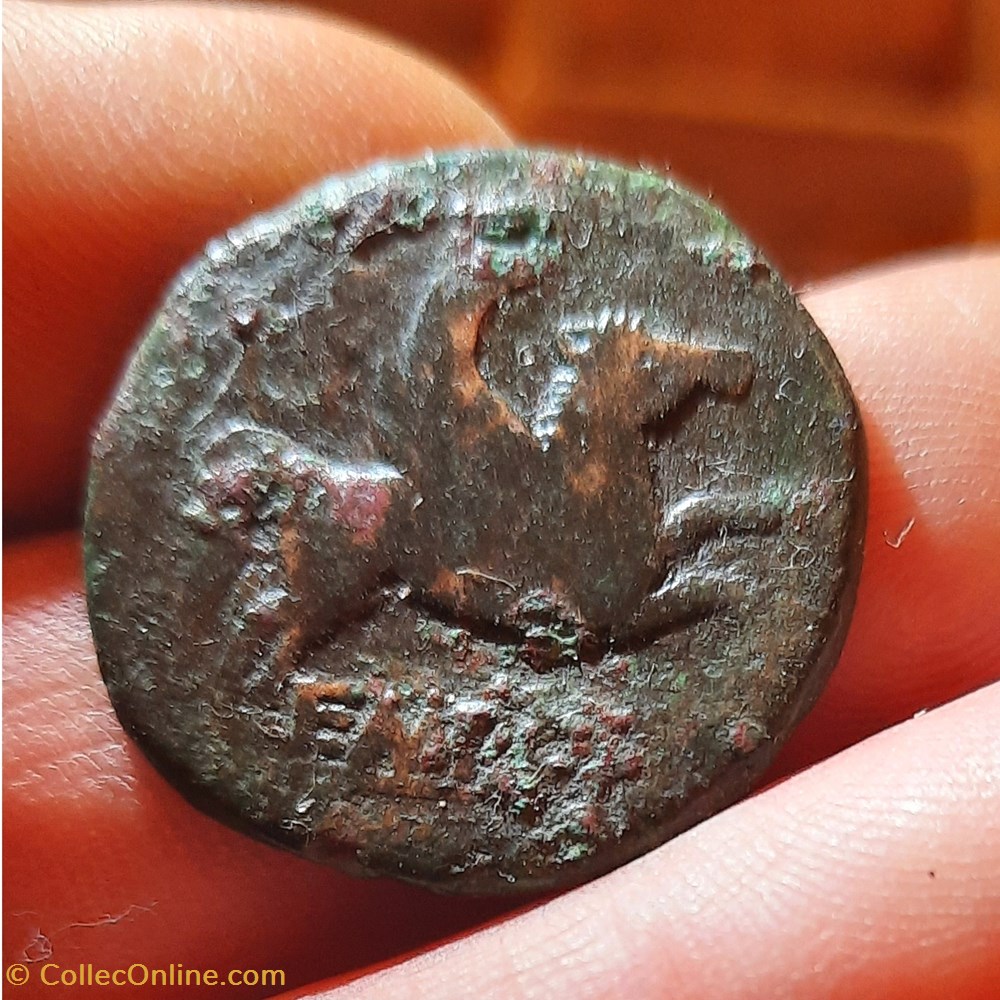 monnaies antiquite av jc ap gauloises emporion a tete d athena a d r pegasse a d 200 45 d28 5 p9 71g calico 703