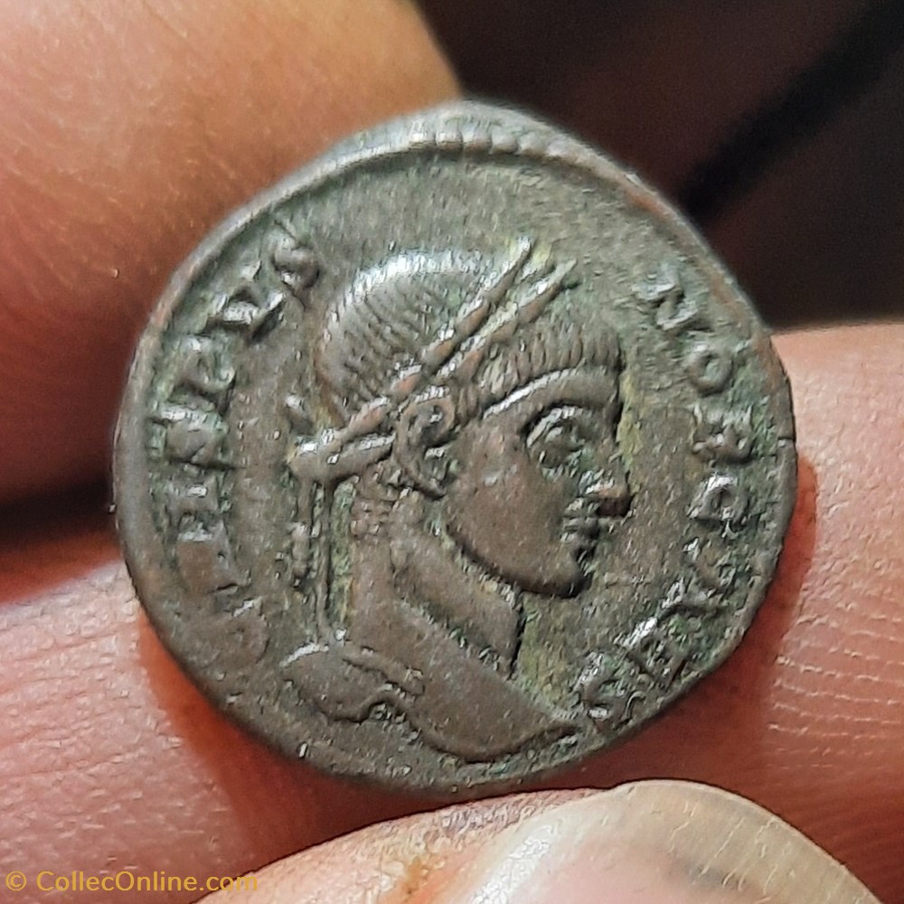 Crispus A/Buste laure a d R/Legende dans couronne +320+321 d13.8 p 2.68g C41 RIC 230 monnaies antiquite av jc ap romaines republicaines imperiales crispus a buste laure a d r legende dans couronne 320 321 d13 8 p 2 68g c41 ric 230
