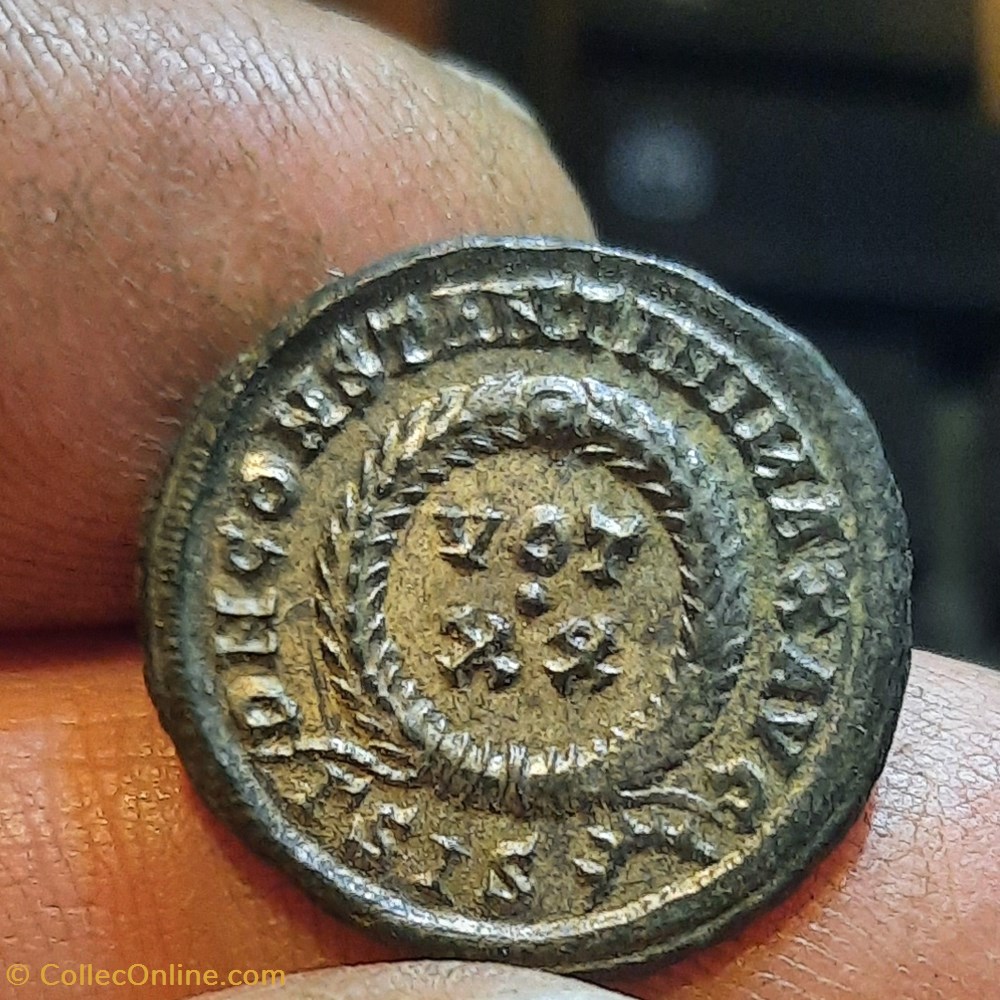 Constantin 1° A/ Tete lauree a d R/ Legende dans couronne +320+321 D19.6 P3.27g RIC180 NBD85813 monnaies antiquite av jc ap romaines republicaines imperiales constantin 1 a tete lauree a d r legende dans couronne 320 321 d19 6 p3 27g ric180 nbd85813