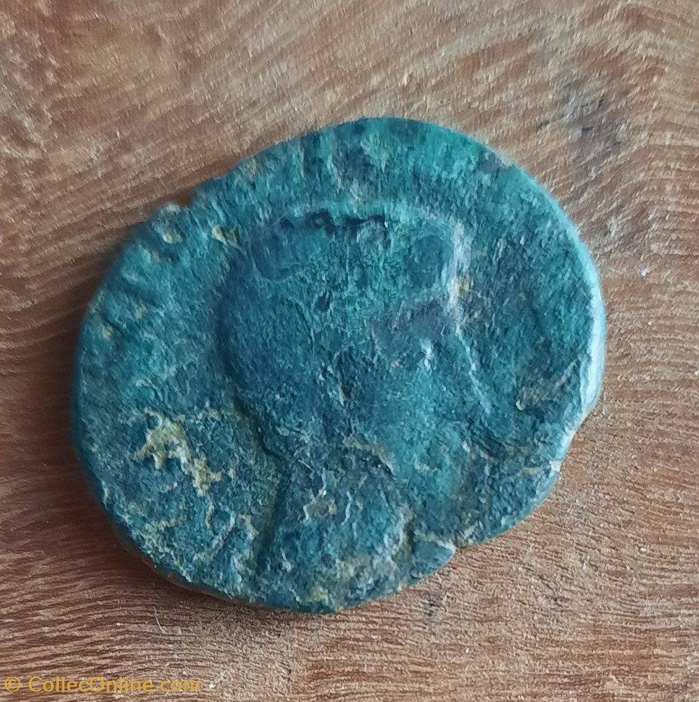 Auguste A / Tete nue a d R/ Legende autour SC. D27 P 8.41g RCV 1687 C 474 RIC 439 monnaie antique av jc ap romaine republicaine imperiale auguste a tete nue a d r legende autour sc d27 p 8 41g rcv 1687 c 474 ric 439