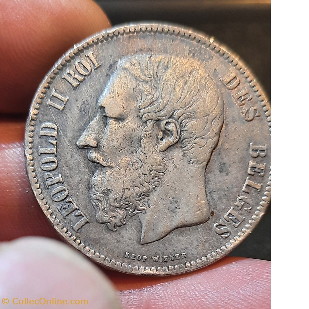 Leopold 2 A/Tete nue a g R/Armoiries D37.4 P 24.89g KM19/24 monnaies monde belgique leopold 2 a tete nue a g r armoiries d37 4 p 24 89g km19 24