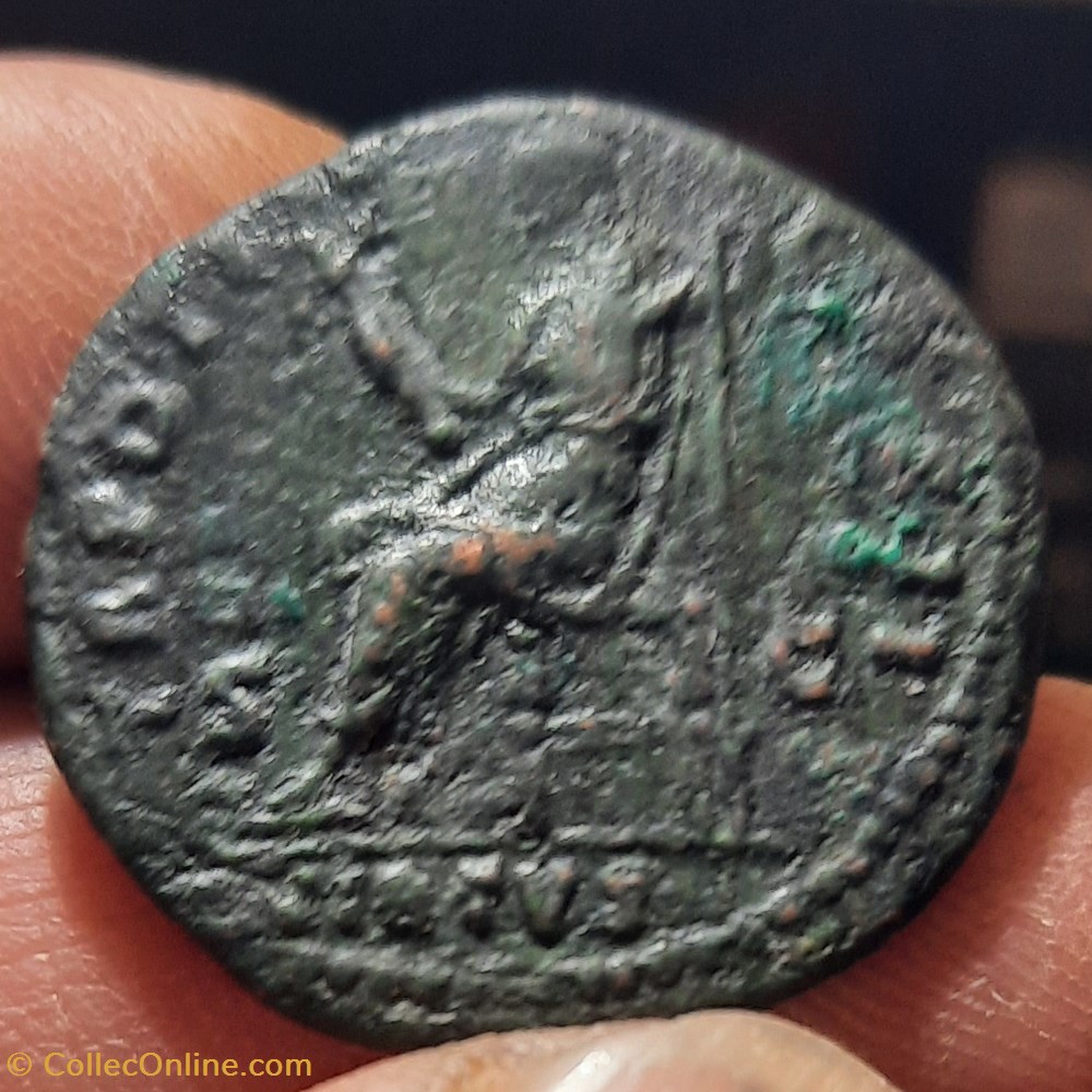 Marc Aurele A/Tete nue a d R/Vertu assise a g D25 P6.64g RCV 4850 RIC1295 C1016 monnaies antiquite av jc ap romaines republicaines imperiales marc aurele a tete nue a d r vertu assise a g d25 p6 64g rcv 4850 ric1295 c1016