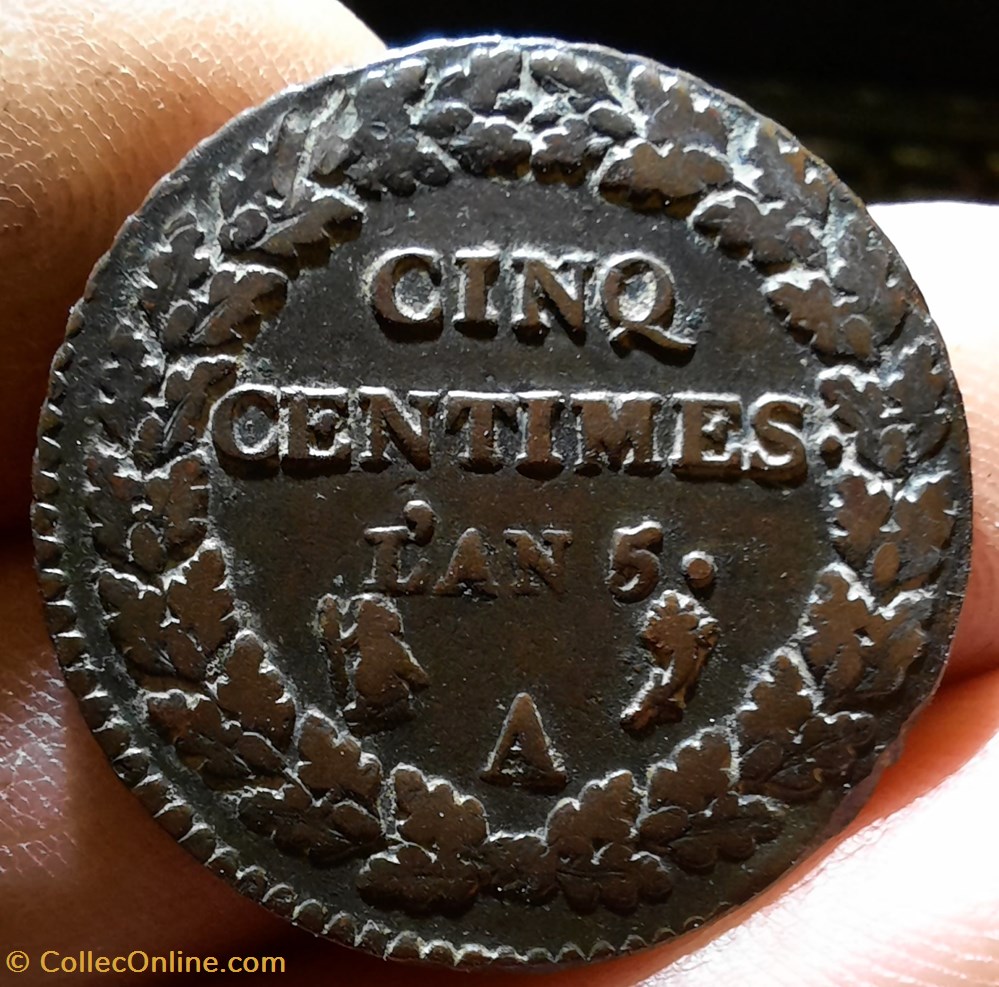 monnaies france modernes directoire a buste liberte a g r legende dans le champ couronne de chene d27 4 p10 55g franc 115 4