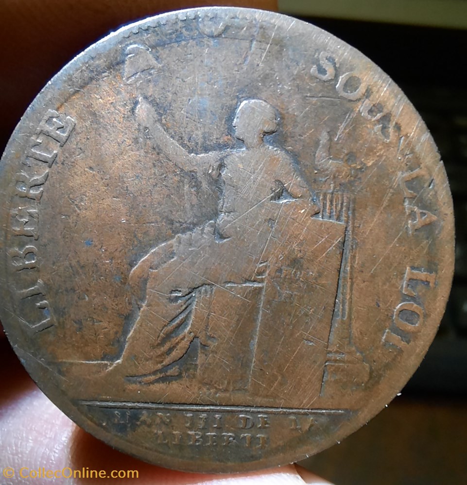 Monneron A/Liberte assise a g R/ Legende D31.9 P17.7g VG233 MAZ153 BR.217 monnaies france modernes monneron a liberte assise a g r legende d31 9 p17 7g vg233 maz153 br 217