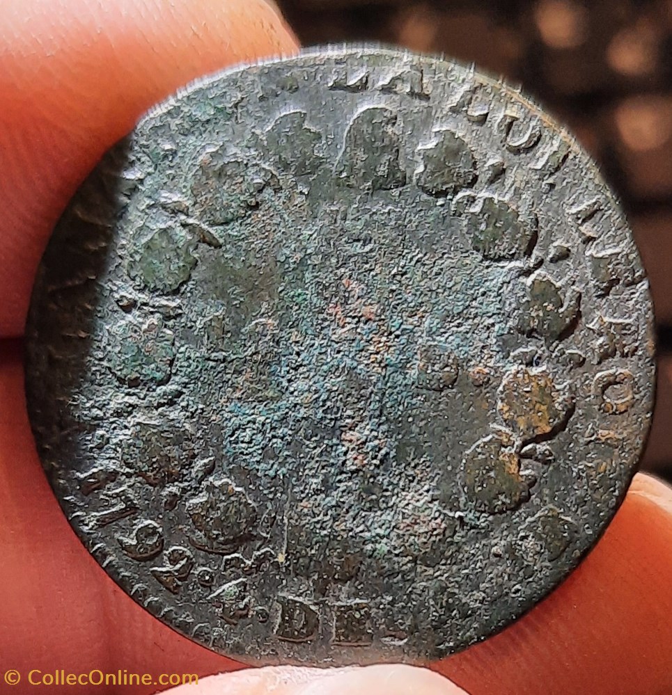 Louis XVI A/Tete nue a g R/Couronne de chene ,faisceau D28.5 P12.26g C2253 DY1723 monnaies france modernes louis xvi a tete nue a g r couronne de chene faisceau d28 5 p12 26g c2253 dy1723