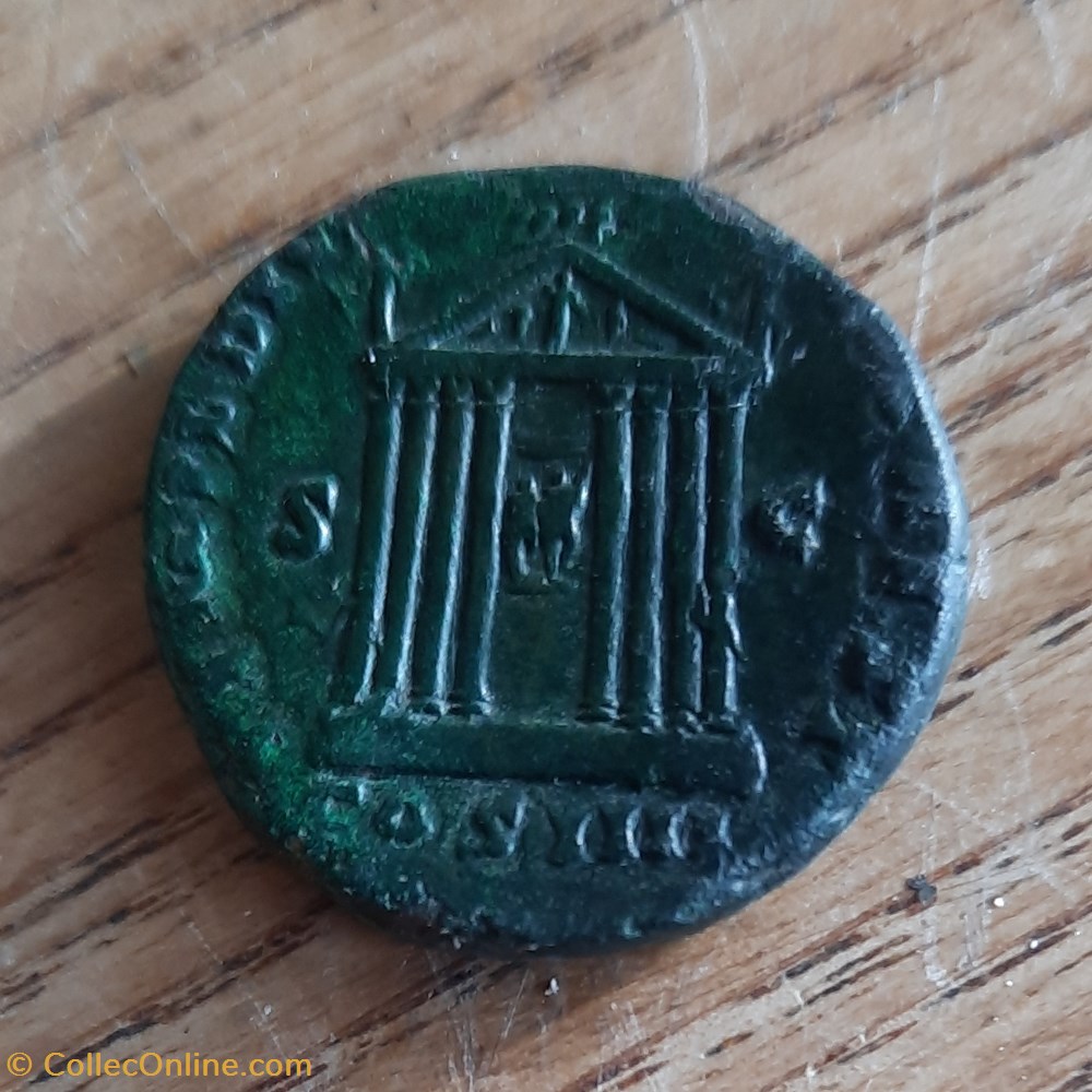 Antonin le Pieux A / Buste radie a d R / Temple octostyle +157+159 D24.7 P 13.08g RIC3 795b C4 monnaie antiquite av jc ap romaine republicaine imperiale antonin le pieux a buste radie a d r temple octostyle 157 159 d24 7 p 13 08g ric3 795b c4