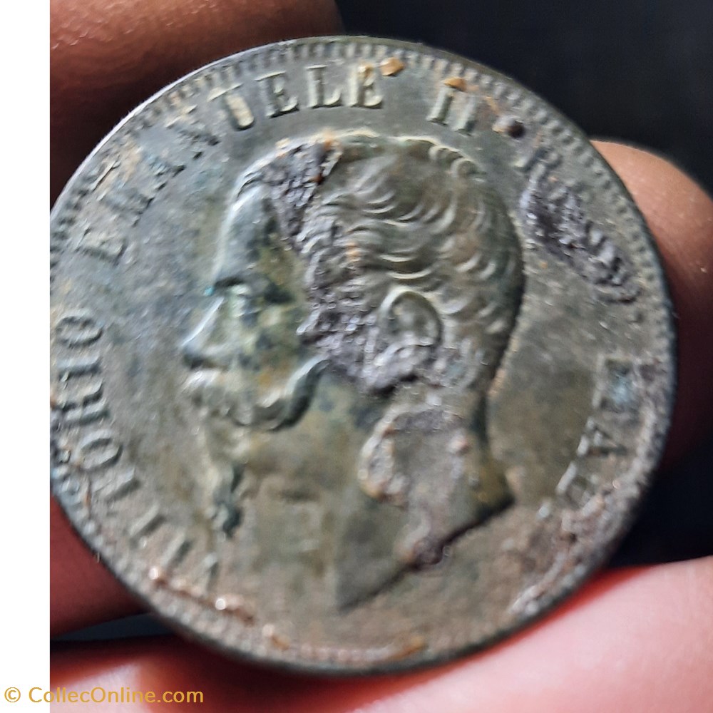 Victor Emmanuel 2 A / Tete nue a g R / Legende en 3 lignes D30.3 P10.15g KM 19/11.5 monnaies monde italie victor emmanuel 2 a tete nue a g r legende en 3 lignes d30 3 p10 15g km 19 11 5
