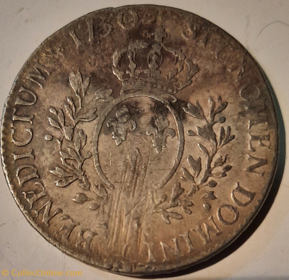 Louis xv Ecu au bandeau A/Tete ceinte d un bandeau R/Ecu de France D 40.2 P29.03g C2122 monnaie royale louis xv ecu au bandeau a tete ceinte d un bandeau r ecu de france d 40 2 p29 03g c2122