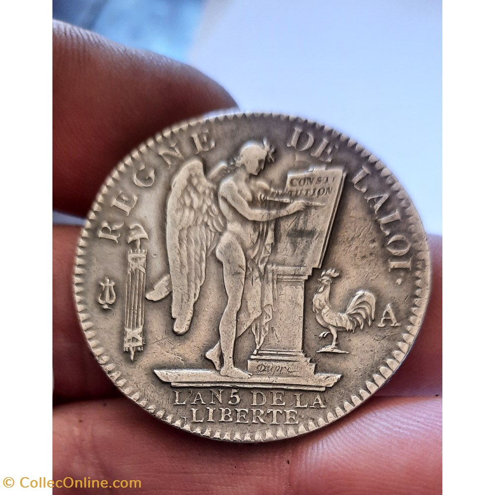 Constitution Ecu A / Buste Louis 16 a g R/Genie debout a d D38.5 P29.38g DY1718 SCF-25A monnaies france modernes constitution ecu a buste louis 16 a g r genie debout a d d38 5 p29 38g dy1718 scf 25a