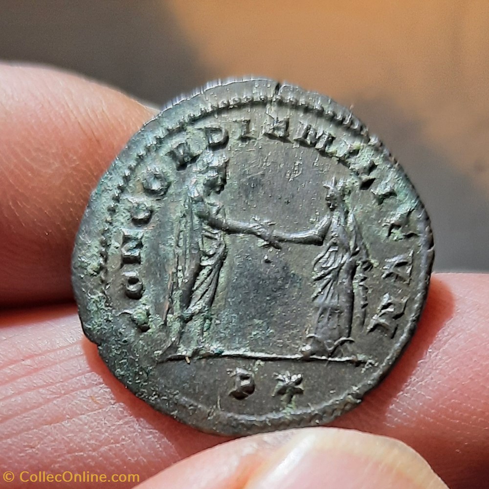 Aurelien A/Buste radie a d R/Aurelien et concorde +272+274 D24 P3.66g RIC216 RCV11522 monnaies antiquite av jc ap romaines republicaines imperiales aurelien a buste radie a d r aurelien et concorde 272 274 d24 p3 66g ric216 rcv11522