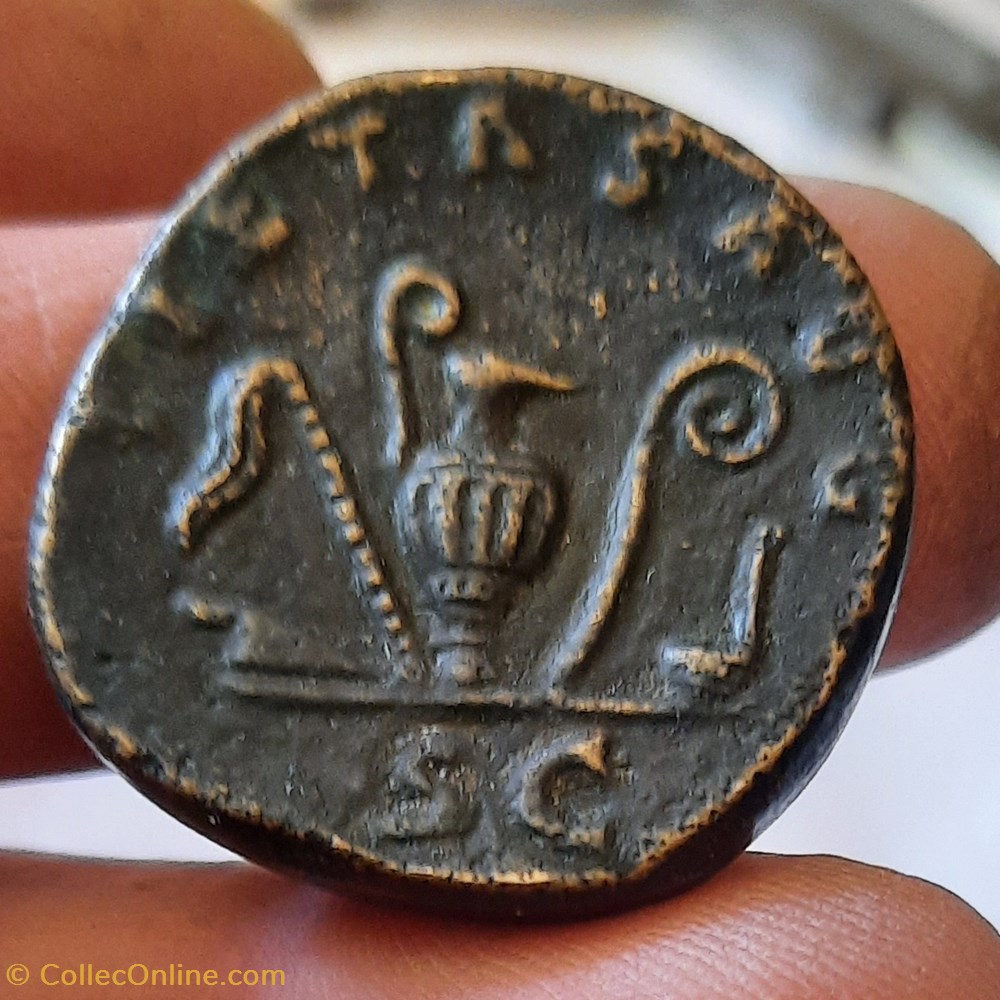 monnaies antiquite av jc ap romaines republicaines imperiales marc aurele a tete nue a d r instruments du culte d30 7 p25 13g c454 ric 1234a rcv4806