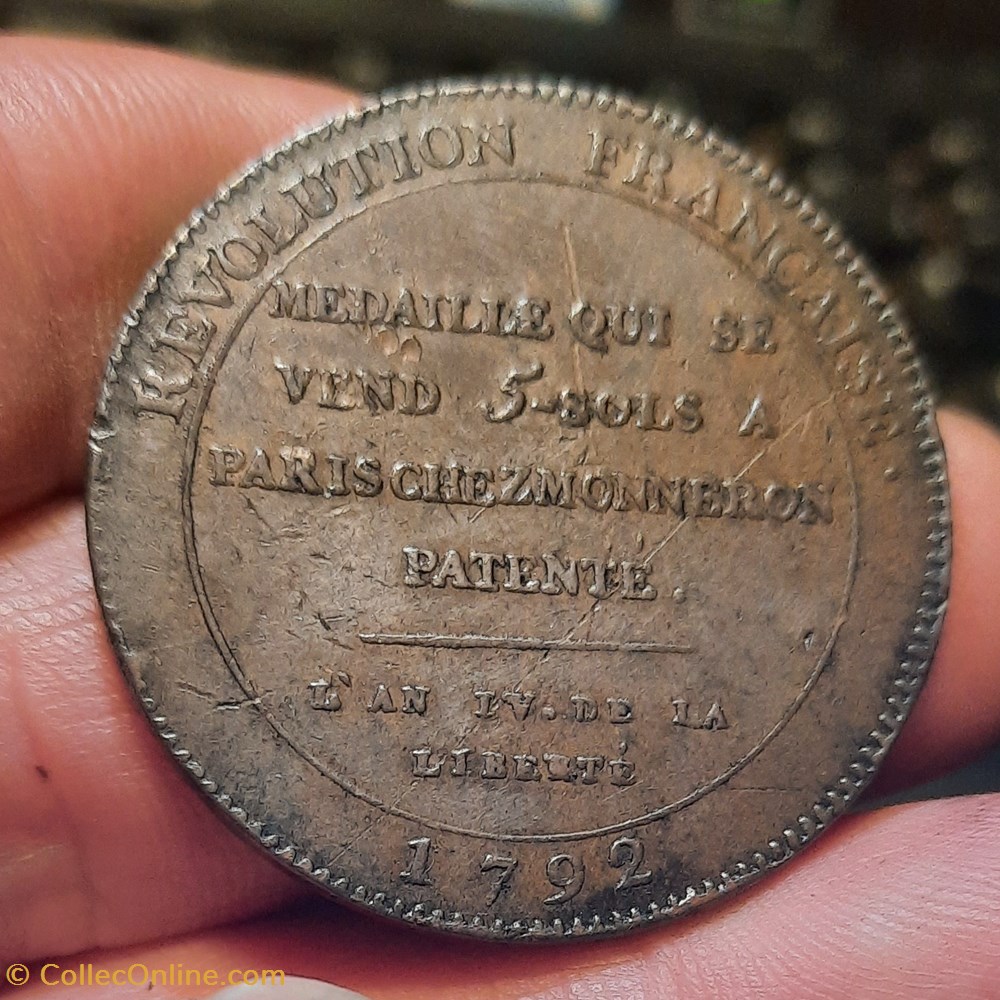 monnaies france modernes monneron 5 sols a pacte federatif r legende en 5 lignes d38 1 p24 74g 3 b 1792 rare avec t