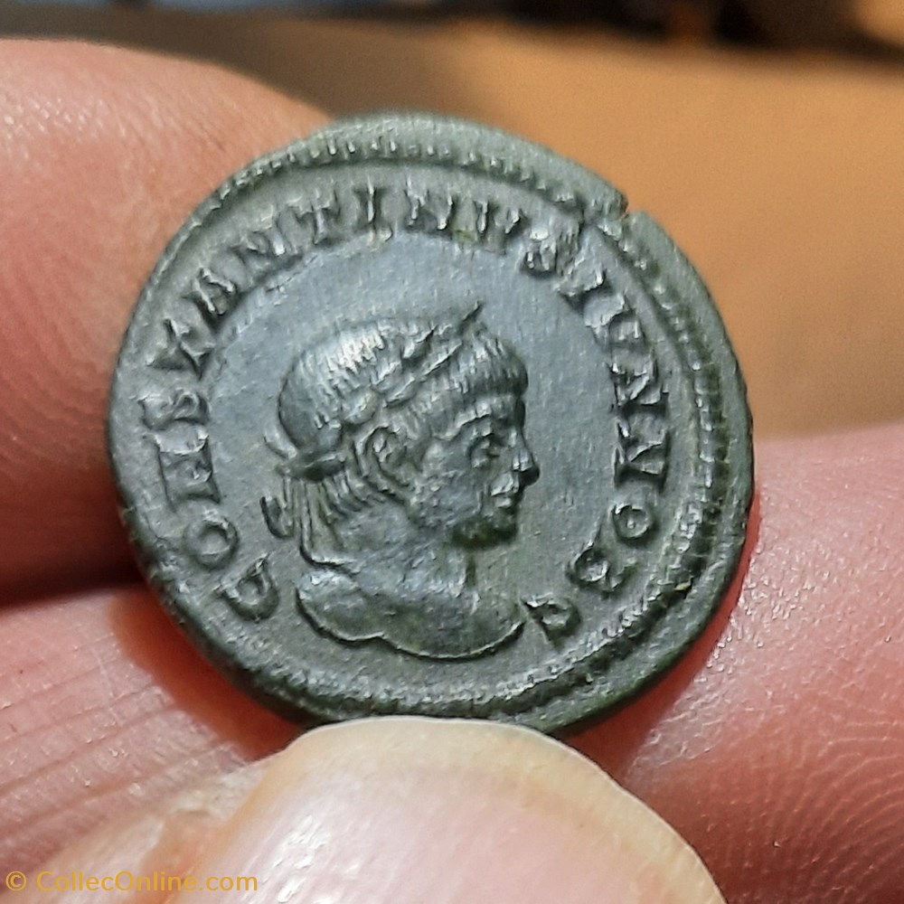 Constantin 2 A / Tete laure a d R/ Couronne autour legende+323+324 D19.1 P2.81g RIC217 NBD69935 C38 monnaies antiquite av jc ap romaines republicaines imperiales constantin 2 a tete laure a d r couronne autour legende 323 324 d19 1 p2 81g ric217 nbd69935 c38