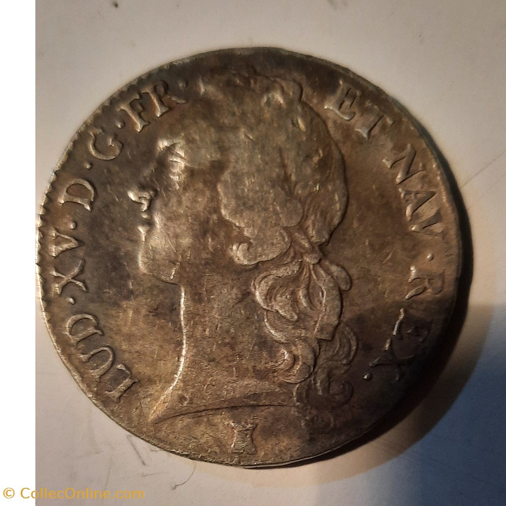 Louis xv Ecu au bandeau A/Tete ceinte d un bandeau R/Ecu de France D 40.2 P29.03g C2122 monnaie royale louis xv ecu au bandeau a tete ceinte d un bandeau r ecu de france d 40 2 p29 03g c2122
