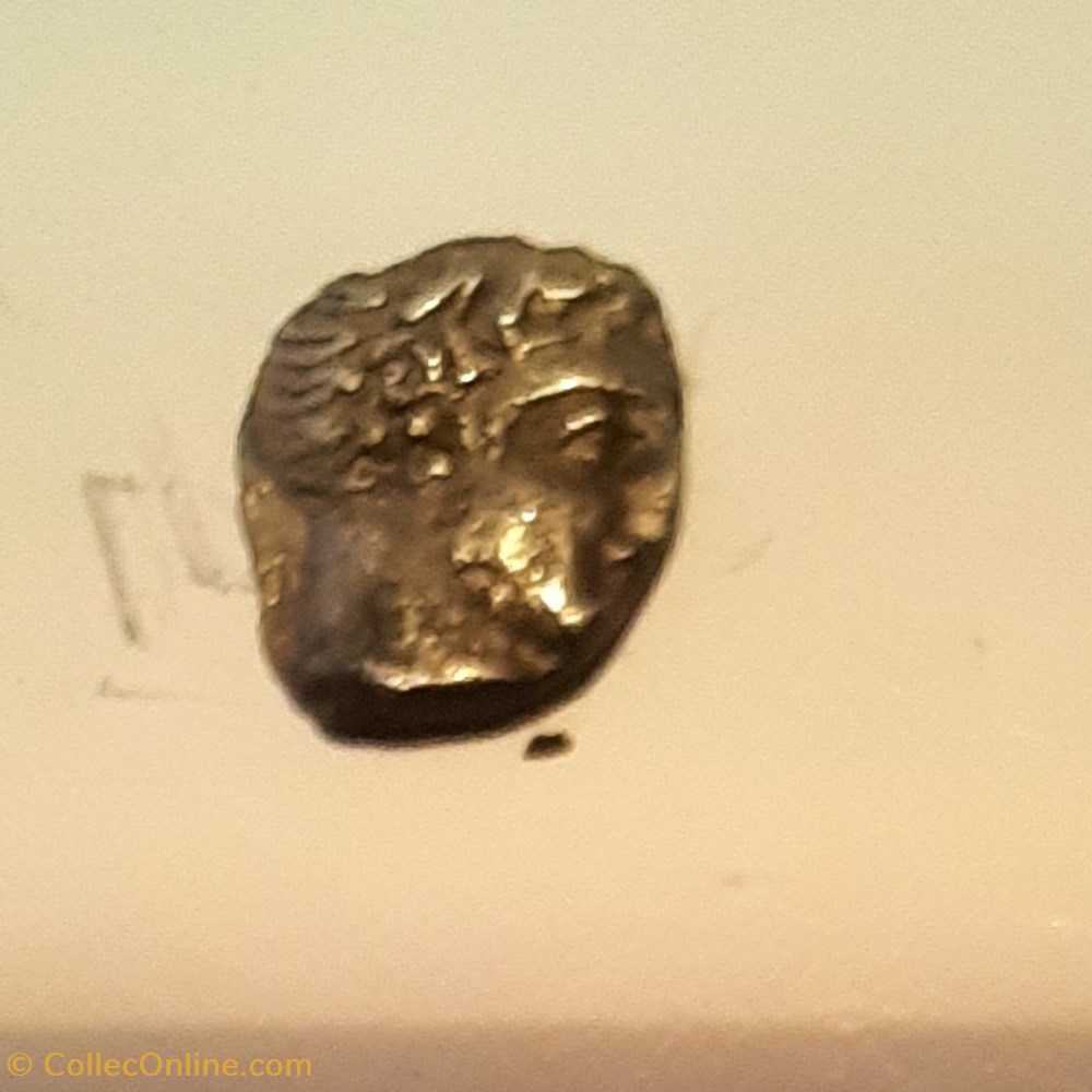 Marseille Obole au M . A/Tete du Lacydon a d R/ Roue D 9.8 P 0.57g Feugere OBM 6b monnaie antique av jc ap gauloise marseille obole au m a tete du lacydon a d r roue d 9 8 p 0 57g feugere obm 6b