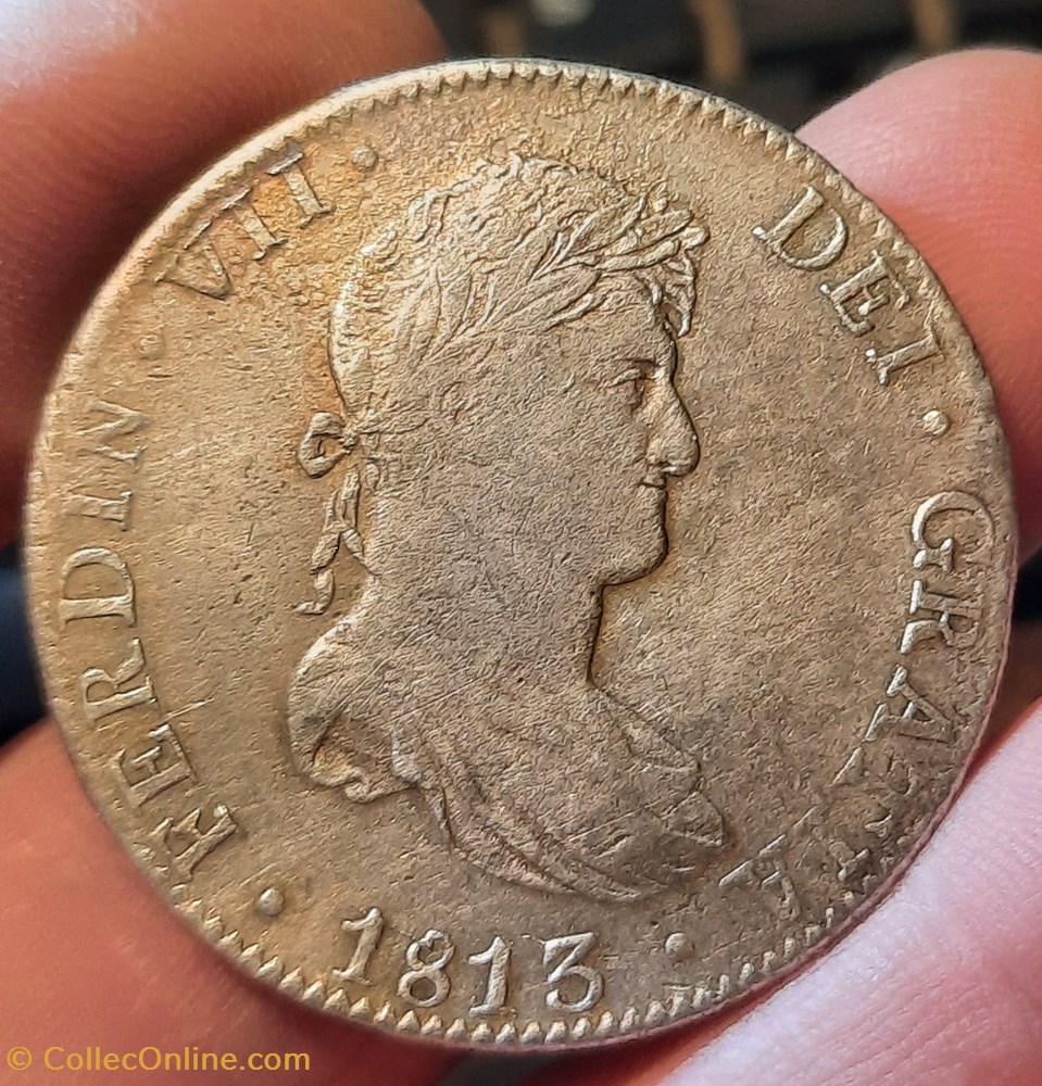 Mexique Ferdinand 7 A / Buste laure a d R /Ecu couronne D39 P26.70g KM 111 monnaies monde mexique ferdinand 7 a buste laure a d r ecu couronne d39 p26 70g km 111