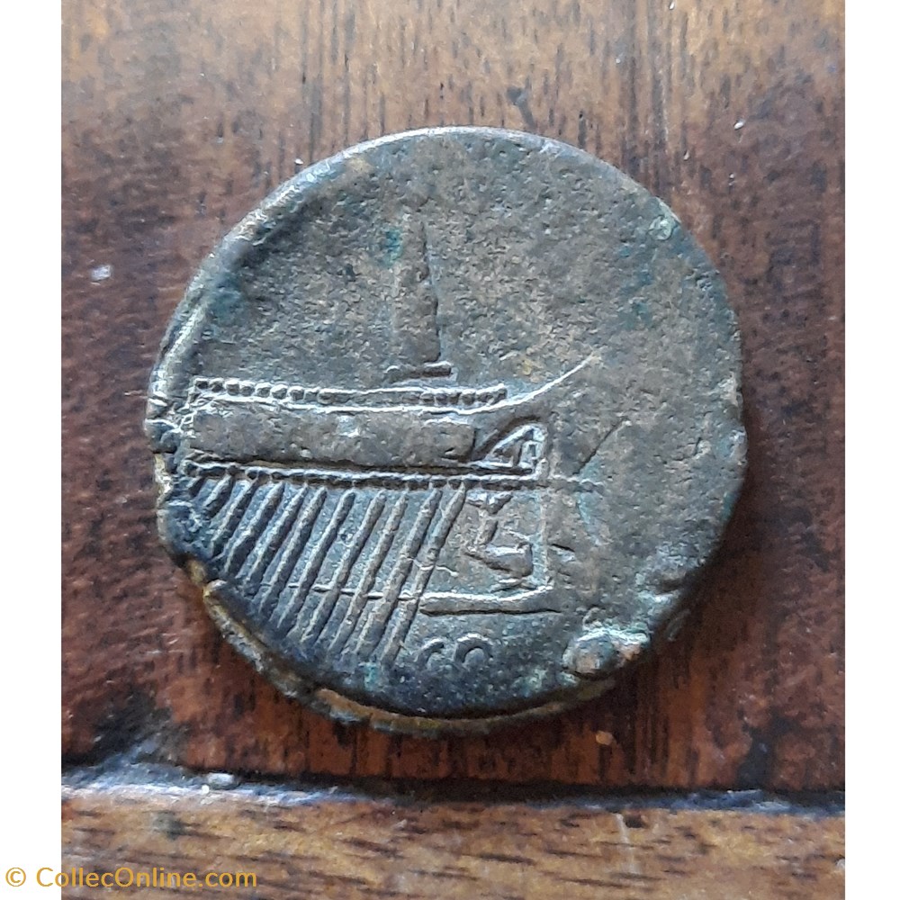 Jules Cesar et Octave A/Tetes adossees R/Proue de navire D 30 P 18.30g RPC 514 LT 4677 monnaie antique jc ap romaine provinciale jules cesar et octave a tetes adossees r proue de navire d 30 p 18 30g rpc 514 lt 4677