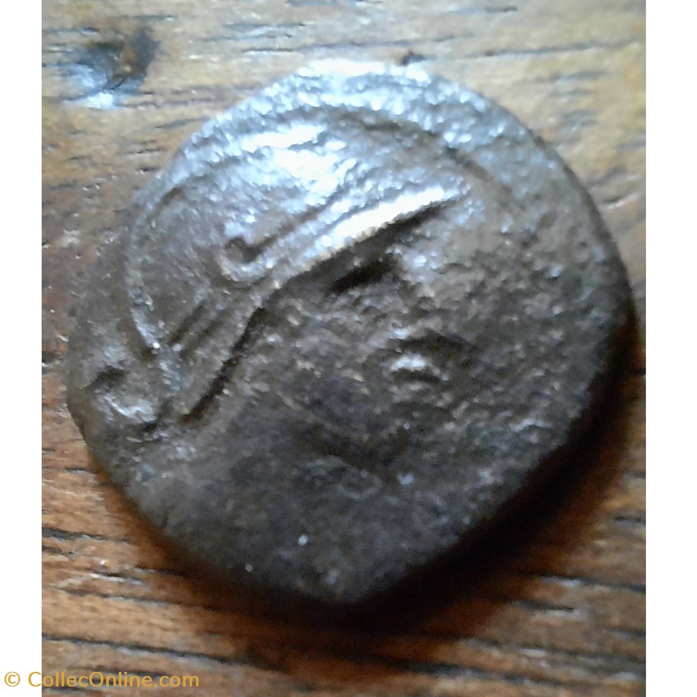 monnaie antique av jc ap gauloise nimes pb a tete casquee a d r colonie sacrifiant 40 30 d16 3 p2 27g feugere2735