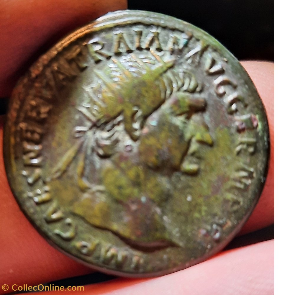 monnaies antiquite av jc ap romaines republicaines imperiales trajan a tete radiee a d r justice assise a g d27 5 p 13 71g c639 ric 428var rcv 3225var