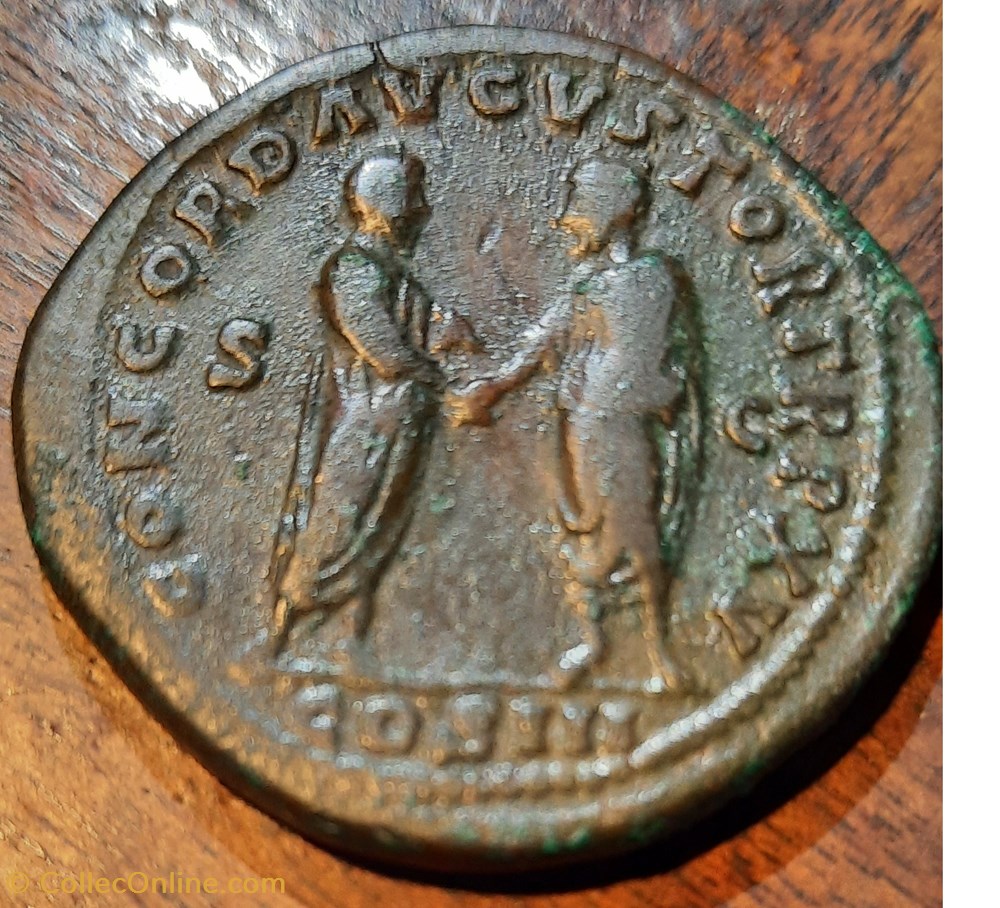 Marc Aurele A / Buste laure a d R / Marc Aurele et Lucius Vervs D 34.2 25.79g RIC 795 RCV 4962 C45 monnaie antique av jc ap romaine republicaine imperiale marc aurele a buste laure a d r marc aurele et lucius vervs d 34 2 25 79g ric 795 rcv 4962 c45