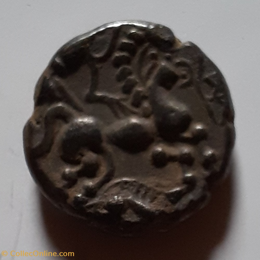 monnaie antique av jc ap gauloise baiocasses a tete a d r cheval androcephale a d sanglier 100 200 d 18 5 p5 32g dt 2264