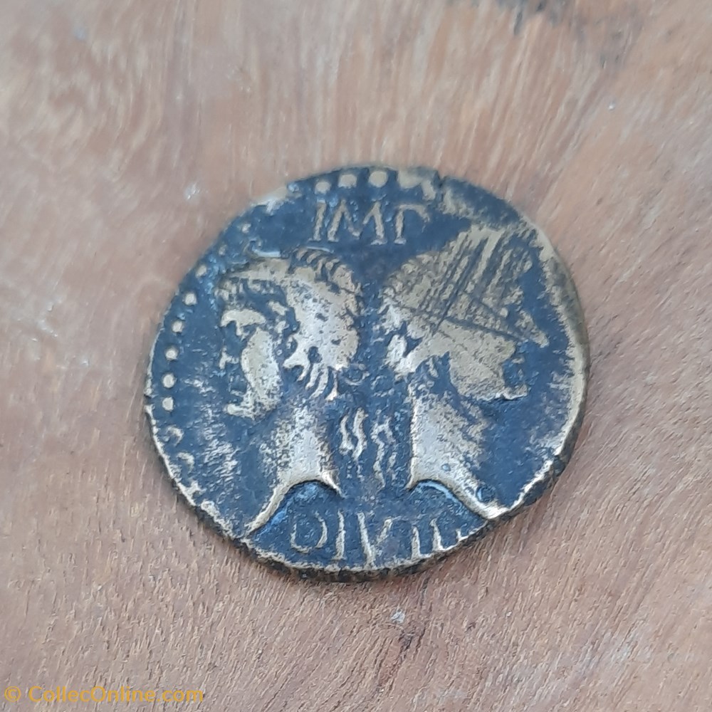 Nimes As serie 3 A/Tetes adossees Agrippa et Octave.R/Crocodile -9-3 D27.1 P12.36 RIC 158 monnaie antique jc ap nimes as serie 3 a tetes adossees agrippa et octave r crocodile 9 3 d27 1 p12 36 ric 158