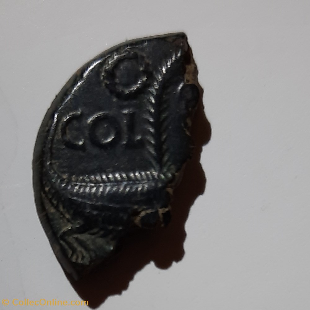 Nimes 1/1 As A/Tete Agrippa a g R/Crocodile -16-10 D24.3 P 5.11g TYPE 2 OU 3 PATINE EMAIL NOIR monnaie antique av jc ap nimes 1 1 as a tete agrippa a g r crocodile 16 10 d24 3 p 5 11g type 2 ou 3 patine email noir
