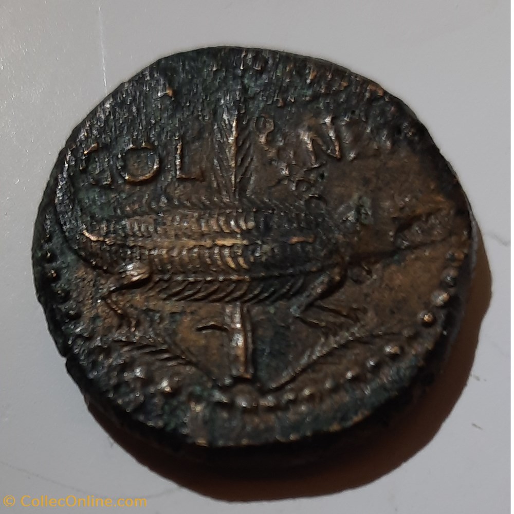 Nimes As A /Tetes adosees Agrippa et Auguste R/Crocodile -9-3 D 26.8 P 12.28 LT 2806 RIC 158 monnaies antiquite av jc ap nimes as a tetes adosees agrippa et auguste r crocodile 9 3 d 26 8 p 12 28 lt 2806 ric 158