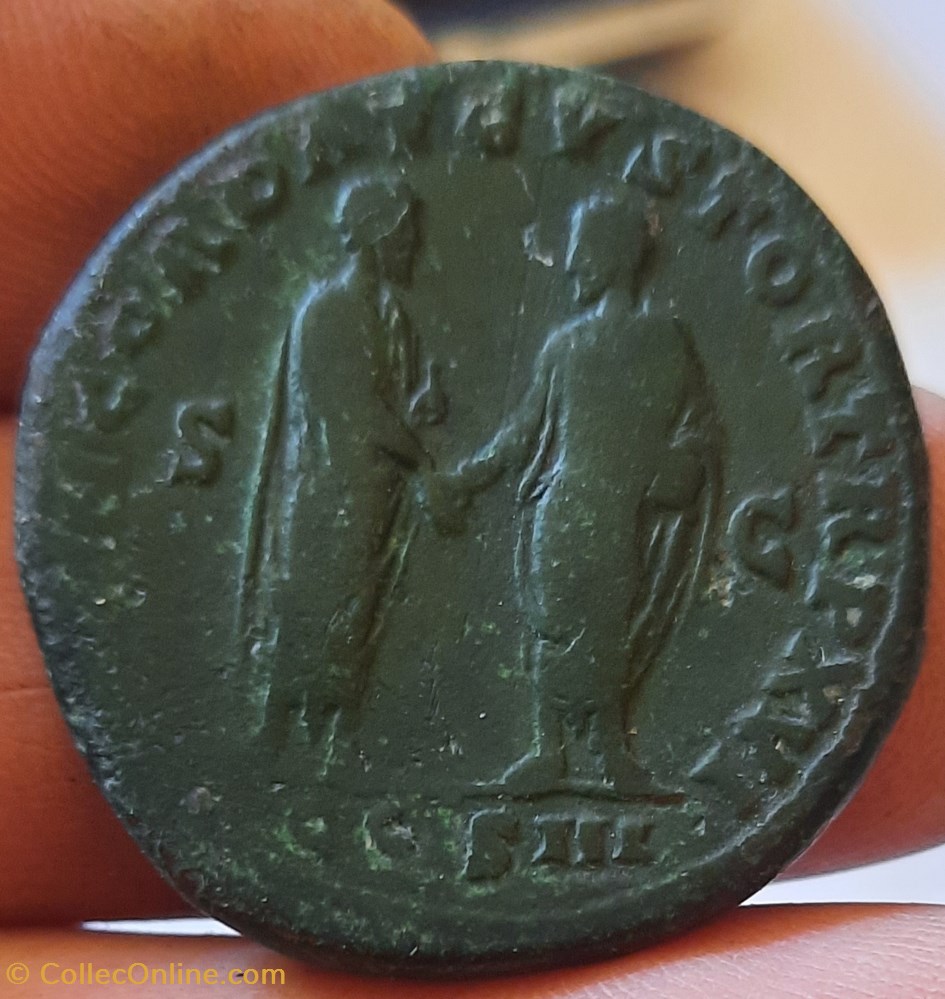 Marc Aurele A/ Tete lauree a d R/ mMarc Aurel et Lucius Verus D32.8 P24.89g C54 RIC826 RCV 4962 monnaies antiquite av jc ap romaines republicaines imperiales marc aurele a tete lauree a d r mmarc aurel et lucius verus d32 8 p24 89g c54 ric826 rcv 4962