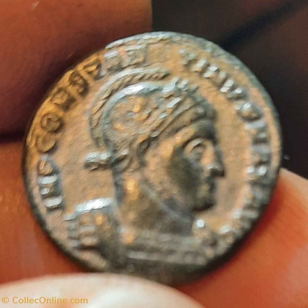 Constantin 1 A/Tete casquee a d R /Deux victoires +318+319 D16.6 P 2.84g C640 RIC 190 RCV 16299 monnaies antiquite av jc ap romaines republicaines imperiales constantin 1 a tete casquee a d r deux victoires 318 319 d16 6 p 2 84g c640 ric 190 rcv 16299