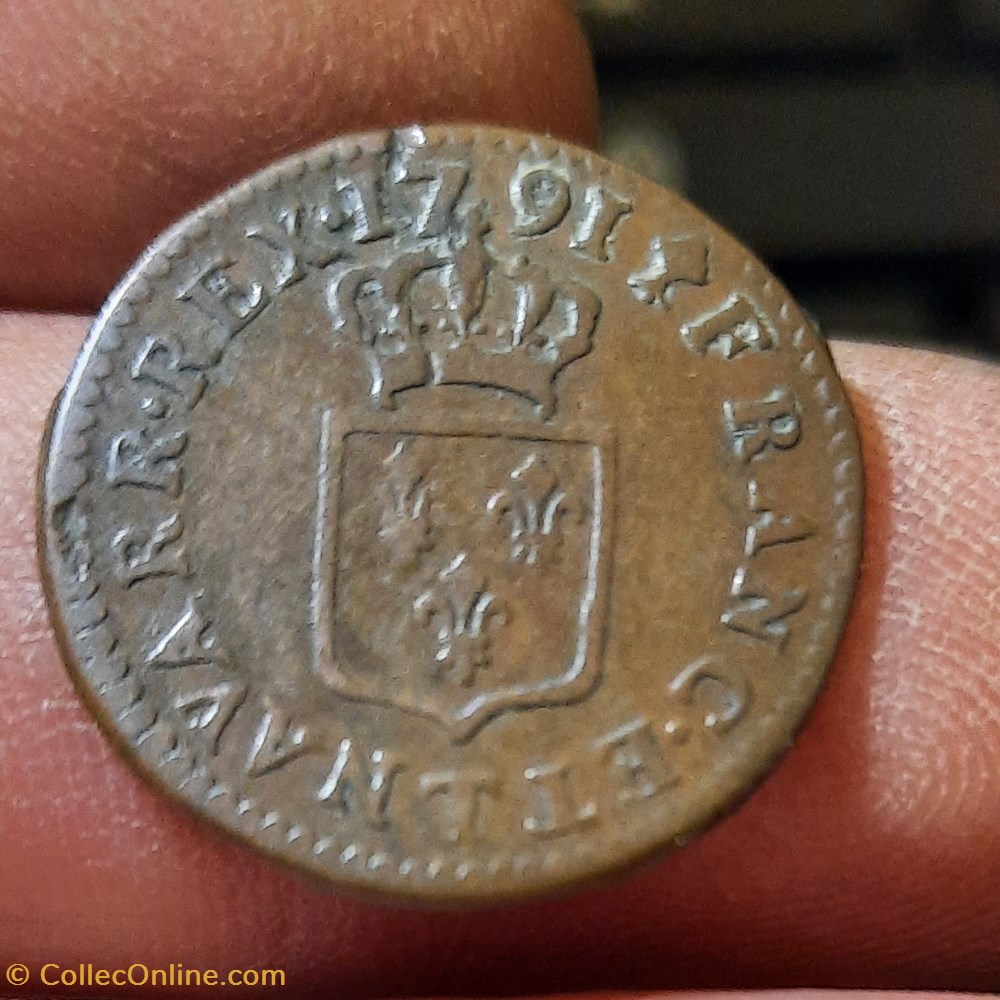 Louis XVI A/Tete nue a g R/Ecu de France D22.2 P 3.52 C2197 G348 DY1716 DR614 monnaies royales louis xvi a tete nue a g r ecu de france d22 2 p 3 52 c2197 g348 dy1716 dr614