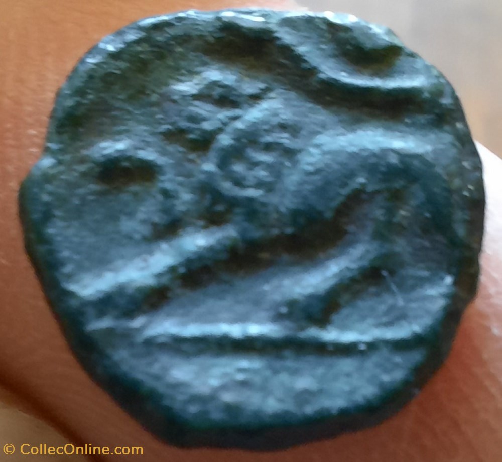 monnaies antiques celtes ambiens bronze aux abeilles et au lion