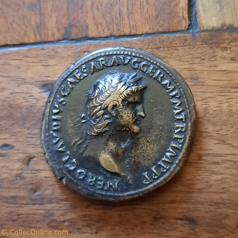 Neron A /Tete a d R/Parade militaire a d D 35.3 P 23.97g RCV 1957 C 83 RIC 170 monnaie antique av jc ap romaine republicaine imperiale neron a tete a d r parade militaire a d d 35 3 p 23 97g rcv 1957 c 83 ric 170
