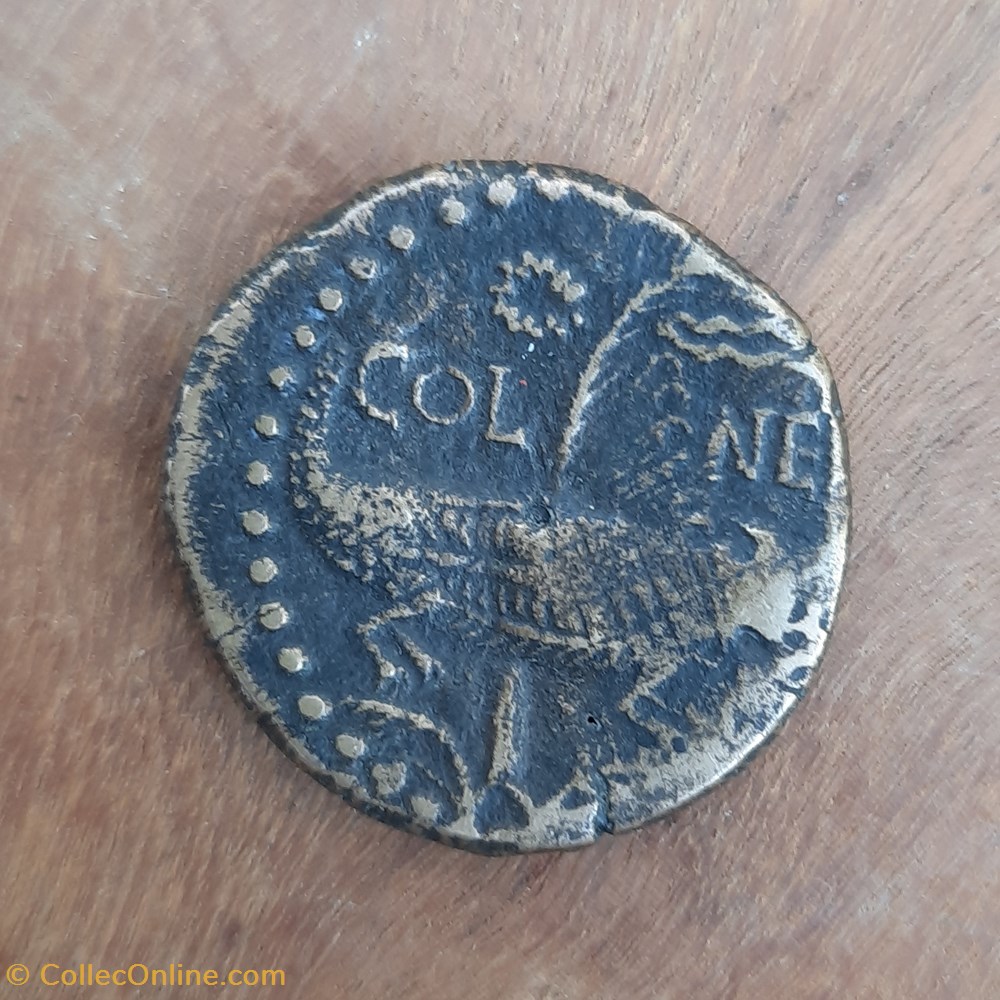 Nimes As serie 3 A/Tetes adossees Agrippa et Octave.R/Crocodile -9-3 D27.1 P12.36 RIC 158 monnaie antique jc ap nimes as serie 3 a tetes adossees agrippa et octave r crocodile 9 3 d27 1 p12 36 ric 158