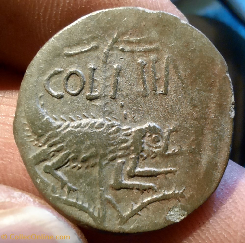 Nimes As A/Tetes adossees Auguste et Agrippa R/Crocodile -16-10 D25.5 P9.41g monnaies antiquite av jc ap romaines provinciales nimes as a tetes adossees auguste et agrippa r crocodile 16 10 d25 5 p9 41g