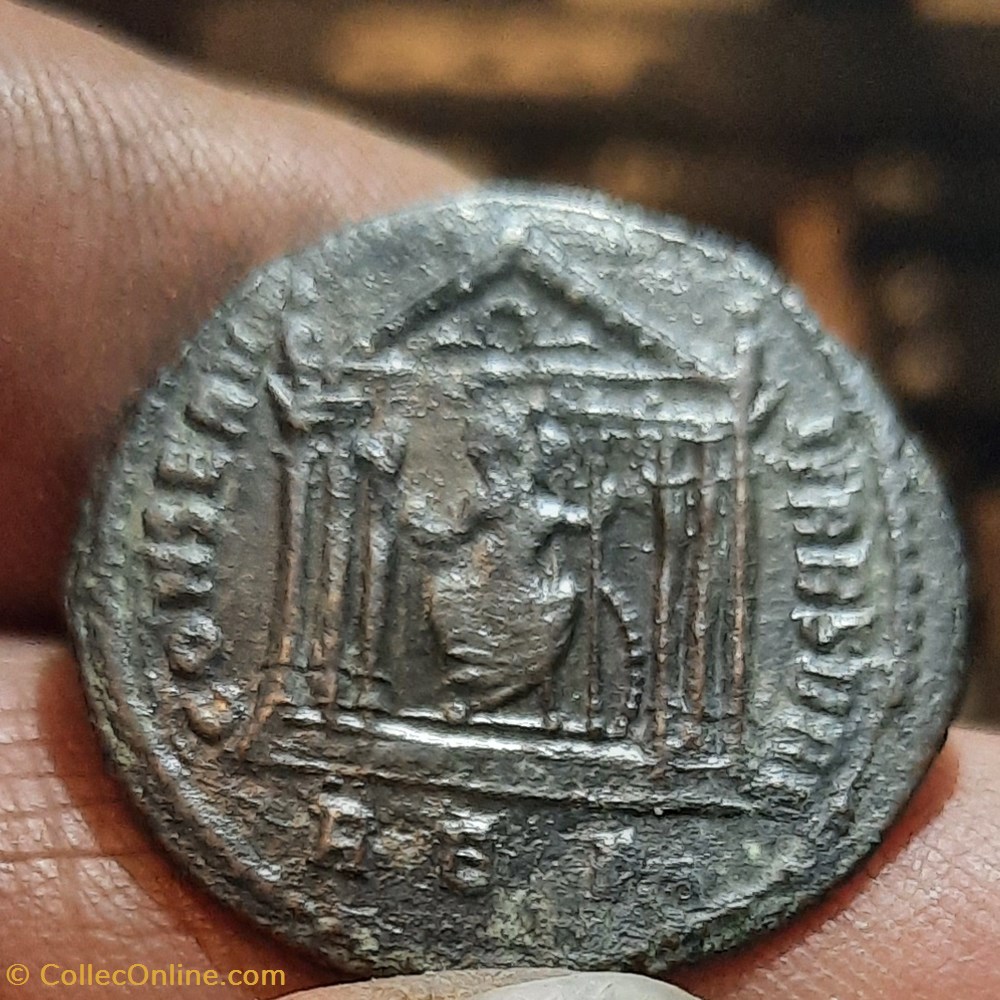 Maxence A/Tete lauree a d R/ Temple hexastyle +310+311 D 25.5 P5.55g C21 RCV3779 RIC258 monnaies antiquite av jc ap romaines republicaines imperiales maxence a tete lauree a d r temple hexastyle 310 311 d 25 5 p5 55g c21 rcv3779 ric258
