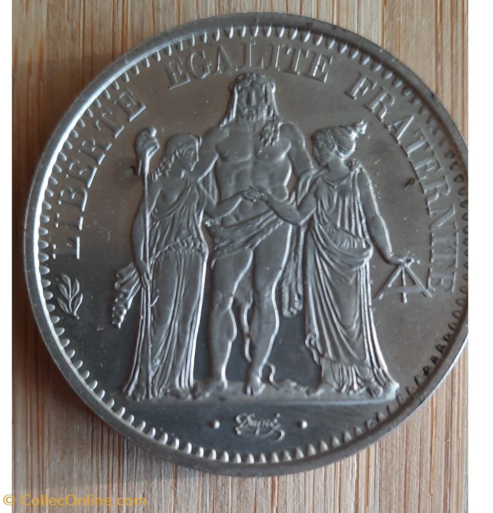 France 10 francs Piefort A/Couronne R/ Hercule entre Liberte et Egalite D37 P50.97g G813 F364 2 monnaie moderne france 10 francs piefort a couronne r hercule entre liberte et egalite d37 p50 97g g813 f364
