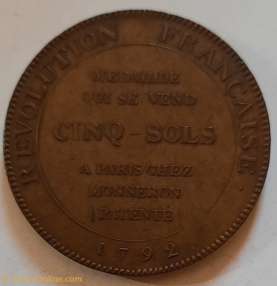 Monneron 5 Sols A/ Hercule essayant de briser ses chaines R/Medaille D39.7 P26.90g VG 295 Maz163 monnaie france moderne monneron 5 sols a hercule essayant de briser ses chaines r medaille d39 7 p26 90g vg 295 maz163