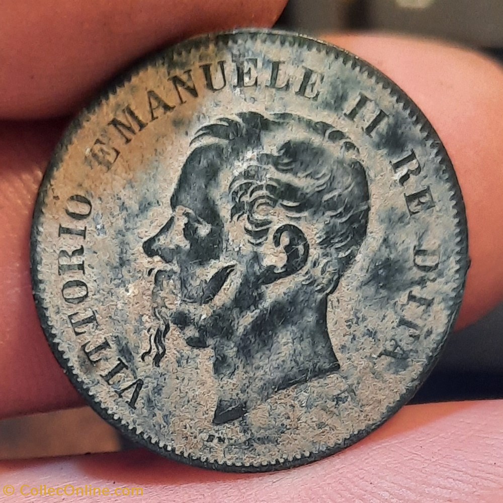 Victor Emmanuel II A / Tete nue a g R/ Couronne D25 P 4.93g Pagani551 Gigante 101 monnaies monde italie victor emmanuel ii a tete nue a g r couronne d25 p 4 93g pagani551 gigante 101