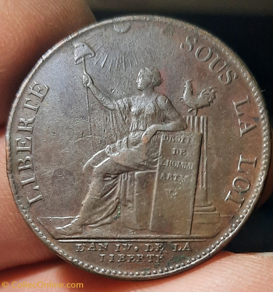 Monneron A/ Liberte assise a g R / Legende en 6 lignes D32.1 P 16.42g VG299 MAZ157 BR222 monnaies france modernes monneron a liberte assise a g r legende en 6 lignes d32 1 p 16 42g vg299 maz157 br222