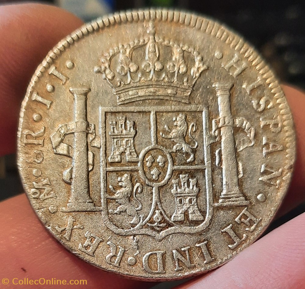 Mexique Ferdinand 7 A / Buste laure a d R /Ecu couronne D39 P26.70g KM 111 monnaies monde mexique ferdinand 7 a buste laure a d r ecu couronne d39 p26 70g km 111