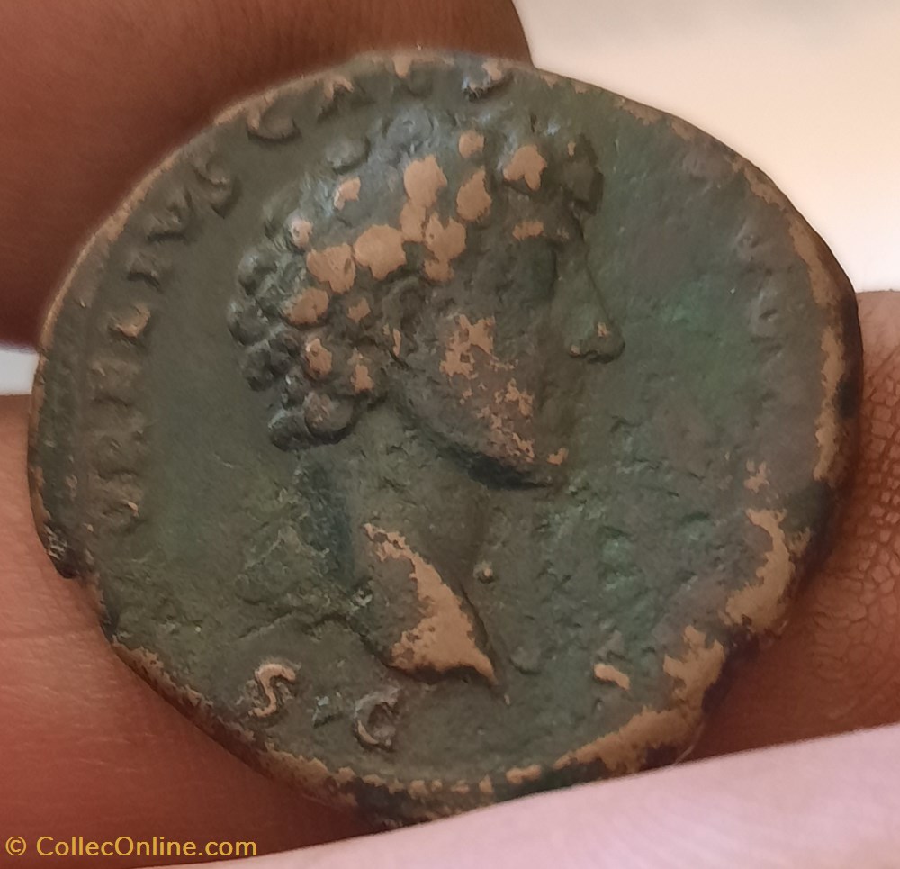 Antonin et Marc Aurele A/Tete nue a d R/Tete nue a d D27 P 12.38g C29var RIC1227 RCV4531var monnaies antiquite av jc ap romaines republicaines imperiales antonin et marc aurele a tete nue a d r tete nue a d d27 p 12 38g c29var ric1227 rcv4531var