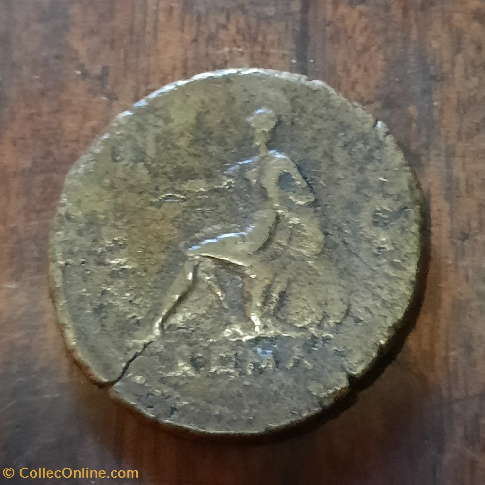 Neron A/Tete lauree a g R/Rome assise a g D35.9 P 22.79 RCV1961 C 268 RIC 517 monnaie antique av jc ap romaine republicaine imperiale neron a tete lauree a g r rome assise a g d35 9 p 22 79 rcv1961 c 268 ric 517