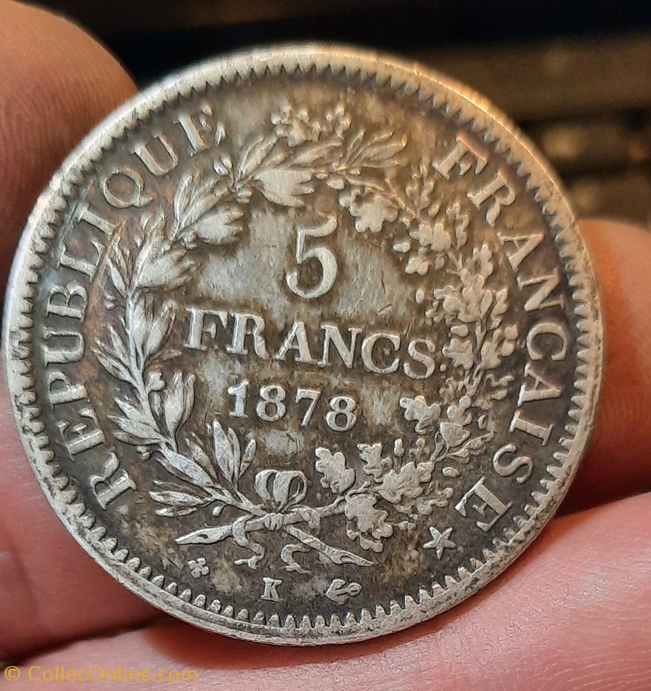 monnaies france modernes 3 republique a hercule debout de face r couronne laurier et chene d37 4 p24 80g f334 23