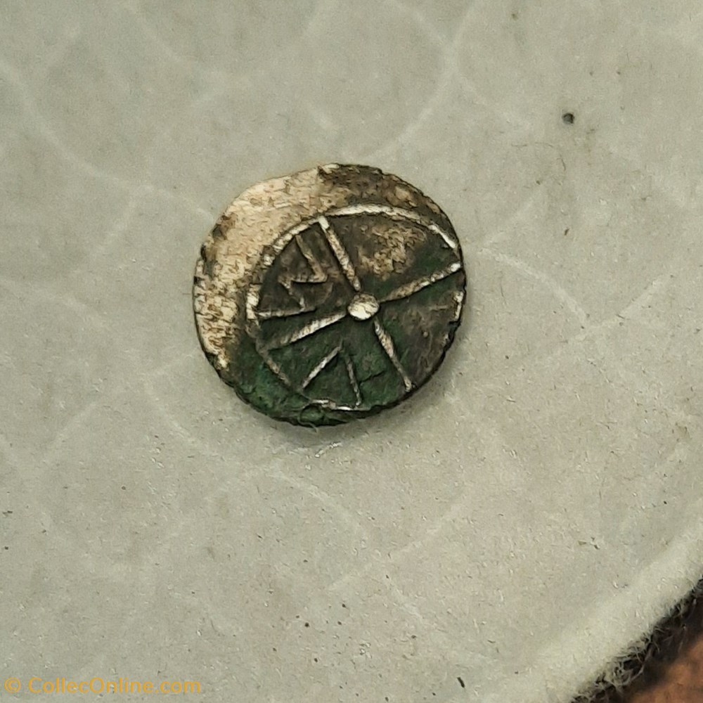 Marseille ?Obole A/Tete a d(lettre favoris?) R/Roue M Delta -300-100 D10.6 P0.75 FEUGERE OBMX monnaies antiquite jc ap celtes marseille obole a tete a d lettre favoris r roue m delta 300 100 d10 6 p0 75 feugere obmx
