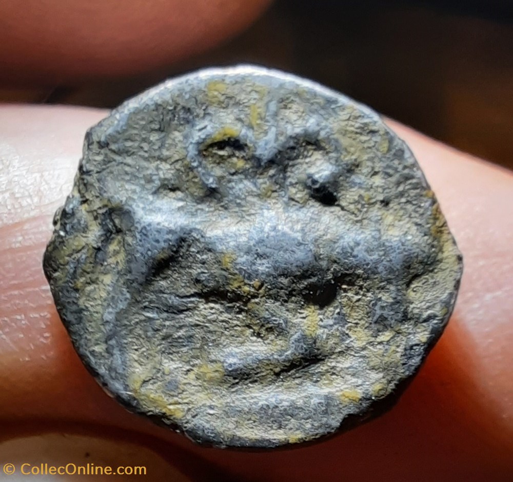 Leuques A/Tete casquee a g R / Taureau a d et lis D17.2 P3.20g LT 9155 monnaies antiquite av jc ap celtes leuques a tete casquee a g r taureau a d et lis d17 2 p3 20g lt 9155