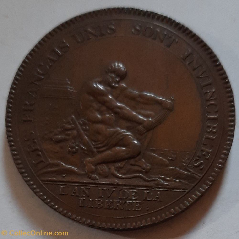 Monneron 5 Sols A/ Hercule essayant de briser ses chaines R/Medaille D39.7 P26.90g VG 295 Maz163 monnaie france moderne monneron 5 sols a hercule essayant de briser ses chaines r medaille d39 7 p26 90g vg 295 maz163