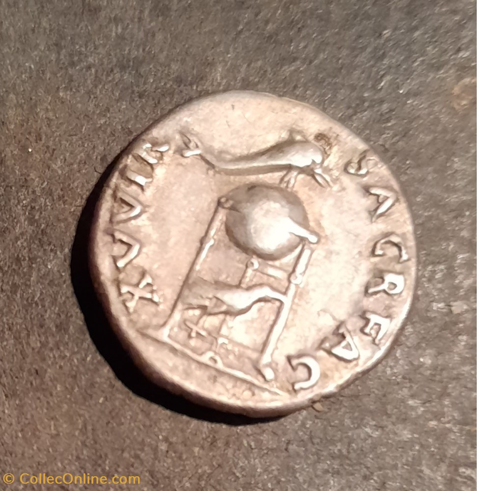 Vitellius A/Tete lauree a d R/Trepied Delphien +07.12.69 D 18.3 P3.43g RCV2201 C111 RIC 109 monnaie antique av jc ap romaine republicaine imperiale vitellius a tete lauree a d r trepied delphien 07 12 69 d 18 3 p3 43g rcv2201 c111 ric 109