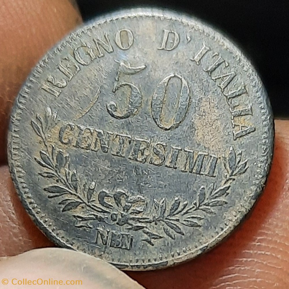 Victor Emmanuel II A/Tete nue a d R / Rameaux D18 P 2.44g KM 19/14 monnaies monde italie victor emmanuel ii a tete nue a d r rameaux d18 p 2 44g km 19 14